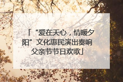 “爱在天心，情暖夕阳”文化惠民演出奏响父亲节节日欢歌