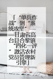 “单兵作战”到“系统攻坚”——甘肃省高台县合黎镇“四化一评”激活农村党员管理新引擎