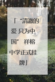 “清澈的爱 只为中国” 祥榕中学正式挂牌