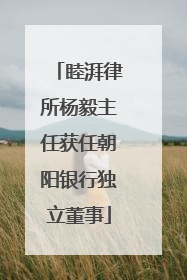 睦湃律所杨毅主任获任朝阳银行独立董事