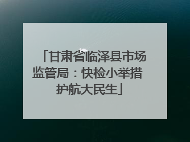 甘肃省临泽县市场监管局：快检小举措 护航大民生