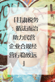 甘肃税务：循法而治 助力民营企业合规经营行稳致远