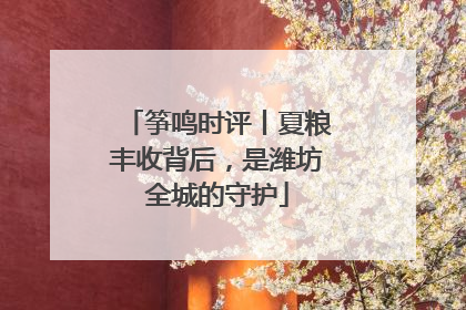 筝鸣时评丨夏粮丰收背后，是潍坊全城的守护