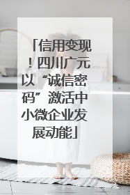 信用变现！四川广元以“诚信密码”激活中小微企业发展动能
