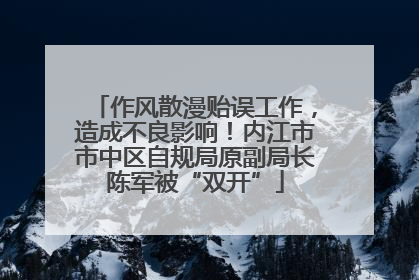 作风散漫贻误工作，造成不良影响！内江市市中区自规局原副局长陈军被“双开”