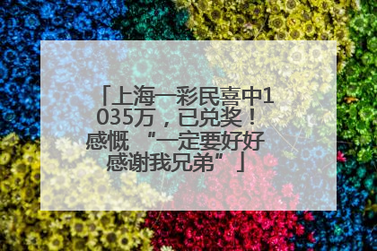 上海一彩民喜中1035万，已兑奖！感慨 “一定要好好感谢我兄弟”