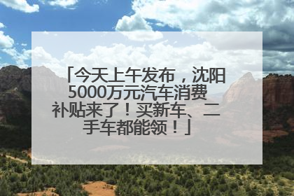 今天上午发布，沈阳5000万元汽车消费补贴来了！买新车、二手车都能领！