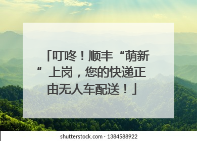 叮咚！顺丰“萌新”上岗，您的快递正由无人车配送！