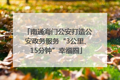 南通海门公安打造公安政务服务“3公里、15分钟”幸福圈