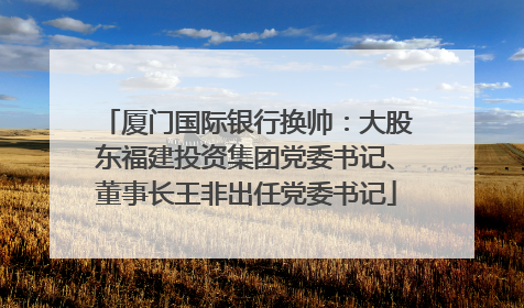 厦门国际银行换帅：大股东福建投资集团党委书记、董事长王非出任党委书记