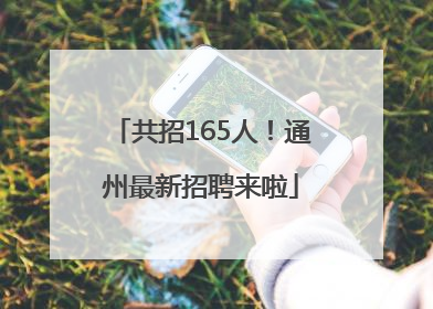 共招165人！通州最新招聘来啦
