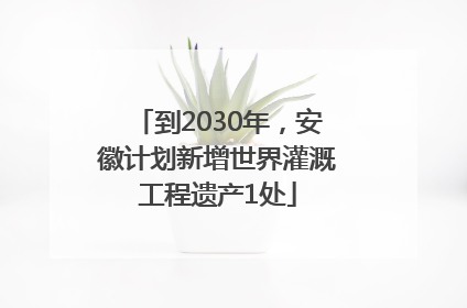 到2030年，安徽计划新增世界灌溉工程遗产1处