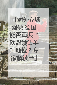 对外立场强硬 德国能否重振“欧盟领头羊”地位？专家解读→