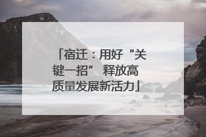 宿迁：用好“关键一招” 释放高质量发展新活力