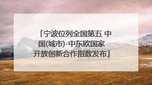 宁波位列全国第五 中国(城市)-中东欧国家开放创新合作指数发布