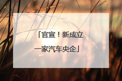 官宣！新成立一家汽车央企