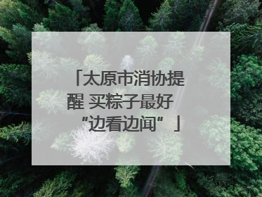 太原市消协提醒 买粽子最好“边看边闻”