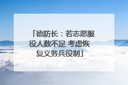 德防长：若志愿服役人数不足 考虑恢复义务兵役制