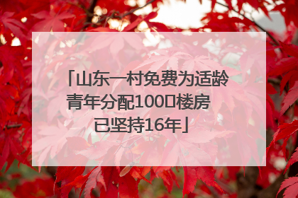 山东一村免费为适龄青年分配100㎡楼房 已坚持16年