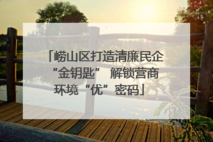 崂山区打造清廉民企“金钥匙” 解锁营商环境“优”密码
