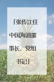 张传江任中国海油董事长、党组书记