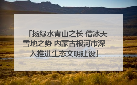扬绿水青山之长 借冰天雪地之势 内蒙古根河市深入推进生态文明建设