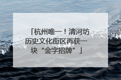 杭州唯一！清河坊历史文化街区再获一块“金字招牌”