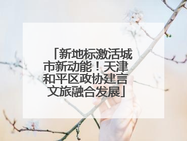 新地标激活城市新动能！天津和平区政协建言文旅融合发展