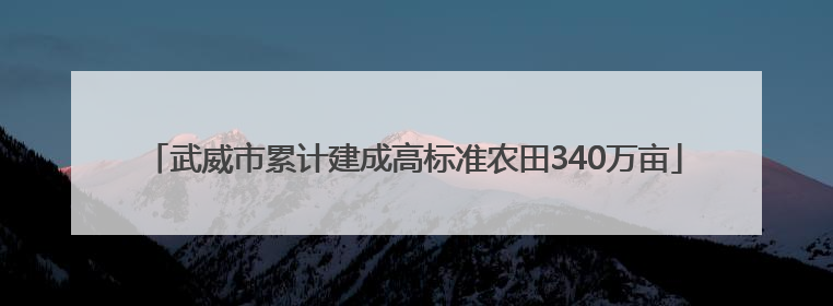 武威市累计建成高标准农田340万亩