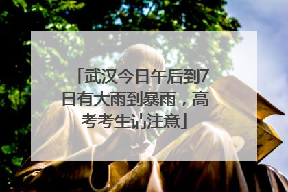 武汉今日午后到7日有大雨到暴雨，高考考生请注意