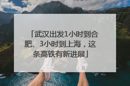 武汉出发1小时到合肥、3小时到上海，这条高铁有新进展
