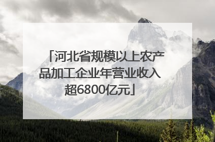 河北省规模以上农产品加工企业年营业收入超6800亿元