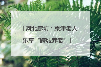 河北廊坊：京津老人乐享“跨城养老”