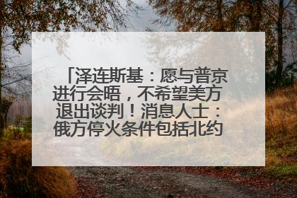 泽连斯基：愿与普京进行会晤，不希望美方退出谈判！消息人士：俄方停火条件包括北约“书面”保证不东扩