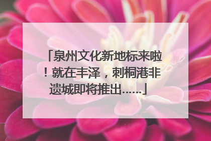 泉州文化新地标来啦！就在丰泽，刺桐港非遗城即将推出……
