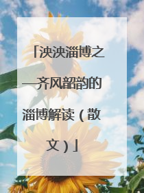 泱泱淄博之—齐风韶韵的淄博解读（散文）