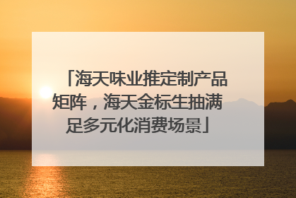 海天味业推定制产品矩阵，海天金标生抽满足多元化消费场景
