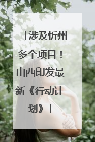 涉及忻州多个项目！山西印发最新《行动计划》