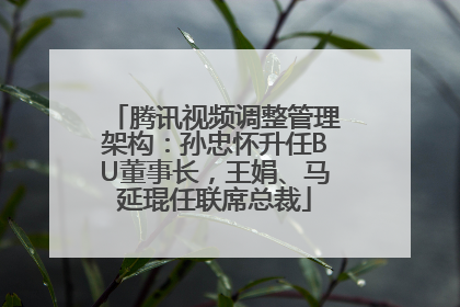 腾讯视频调整管理架构：孙忠怀升任BU董事长，王娟、马延琨任联席总裁