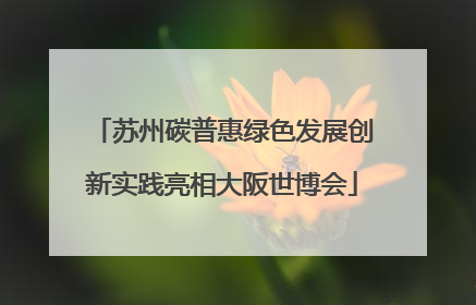 苏州碳普惠绿色发展创新实践亮相大阪世博会