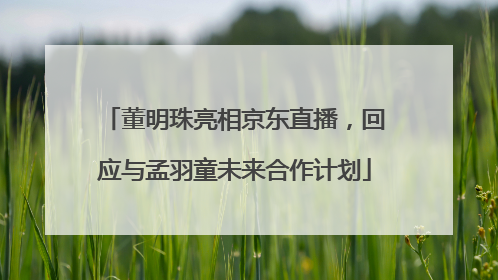 董明珠亮相京东直播，回应与孟羽童未来合作计划