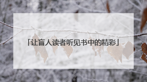 让盲人读者听见书中的精彩