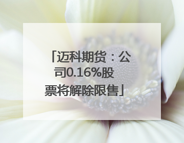 迈科期货：公司0.16%股票将解除限售