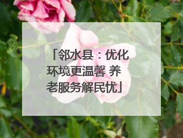 邻水县：优化环境更温馨 养老服务解民忧