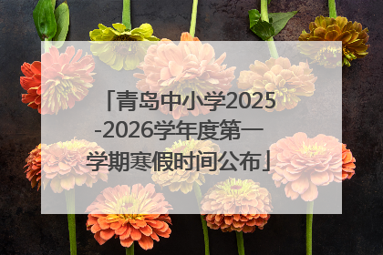 青岛中小学2025-2026学年度第一学期寒假时间公布