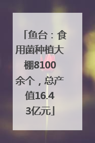 鱼台：食用菌种植大棚8100余个，总产值16.43亿元