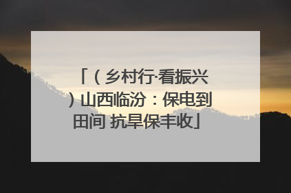 （乡村行·看振兴）山西临汾：保电到田间 抗旱保丰收
