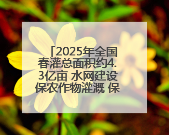 2025年全国春灌总面积约4.3亿亩 水网建设保农作物灌溉 保粮食丰收